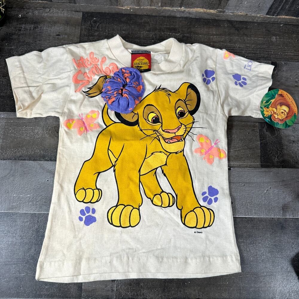 NWT Vintage 90s Disney The LION KING T Shirt Kids Size 5/6 SIMBA‎ White Colorful